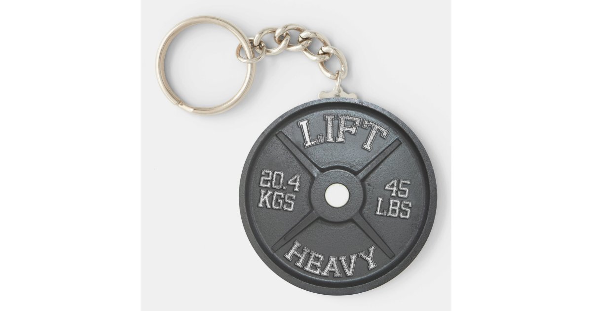 Barbell Plate Lift Heavy Keychain