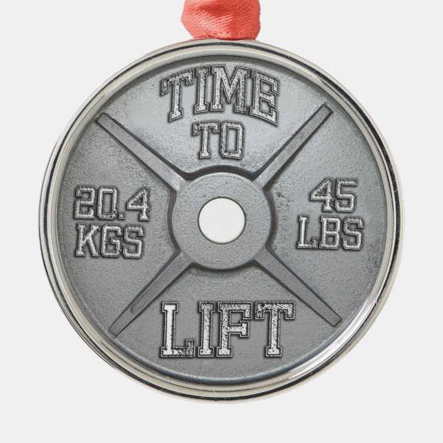 Barbell Plate - Lift Heavy Metal Ornament (Front)