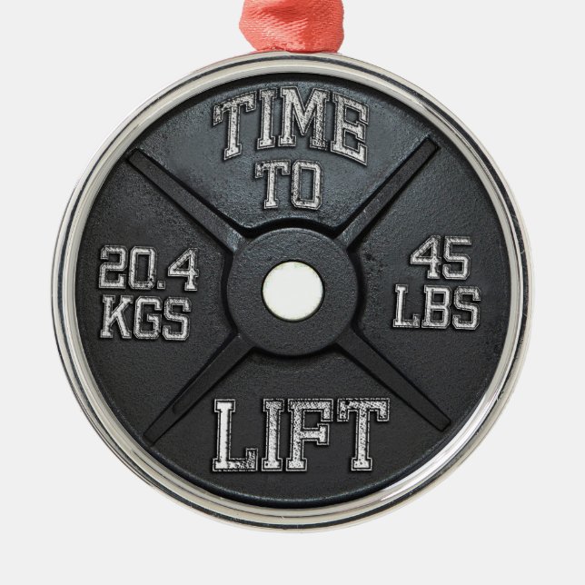 Barbell Plate - Lift Heavy Metal Ornament (Front)