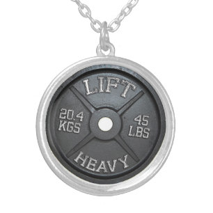 Barbell Plate _ Lift Heavy Silver Plated Necklace