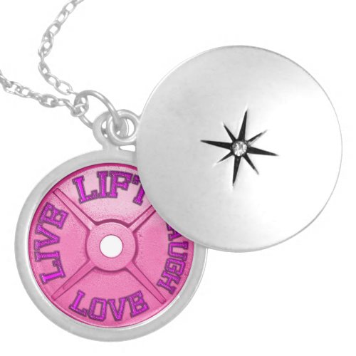 Barbell Plate _ Lift Live Love Laugh Silver Plated Necklace