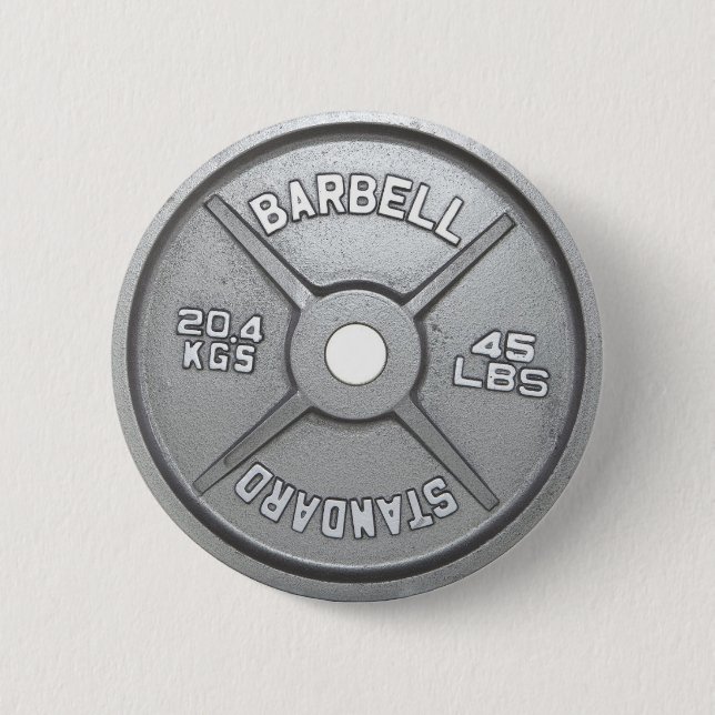 Barbell Plate Pinback Button (Front)