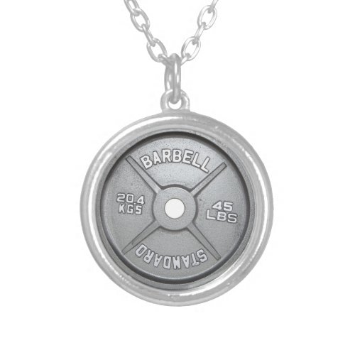 Barbell Plate Silver Plated Necklace