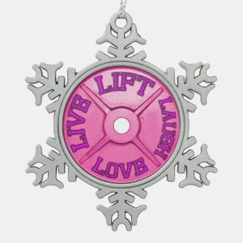 Barbell Plate Snowflake Pewter Christmas Ornament by physicalculture at Zazzle