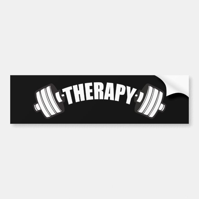 Barbell - THERAPY - Workout Inspirational Bumper Sticker (Front)