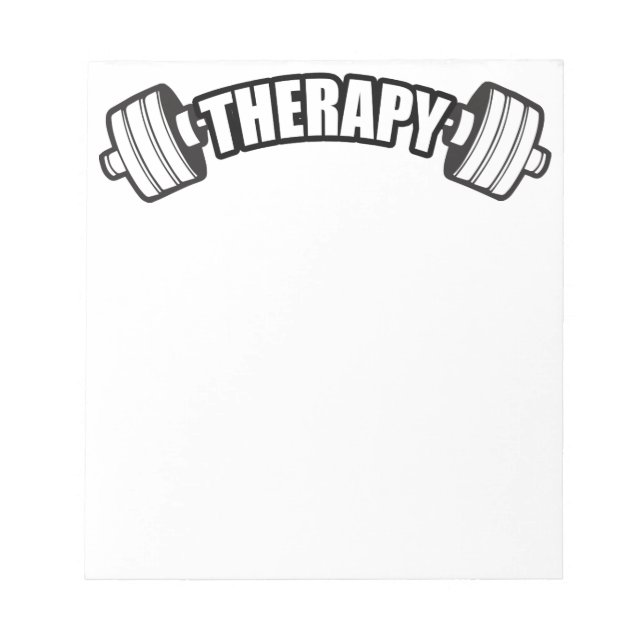 Barbell - THERAPY - Workout Inspirational Notepad (Front)