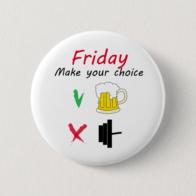 Barbell vs beer button (Front)