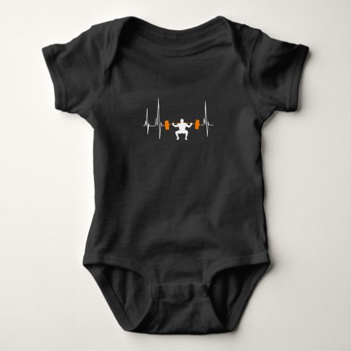 Barbell Weightlifting Heartbeat Bodybuilding Baby Bodysuit