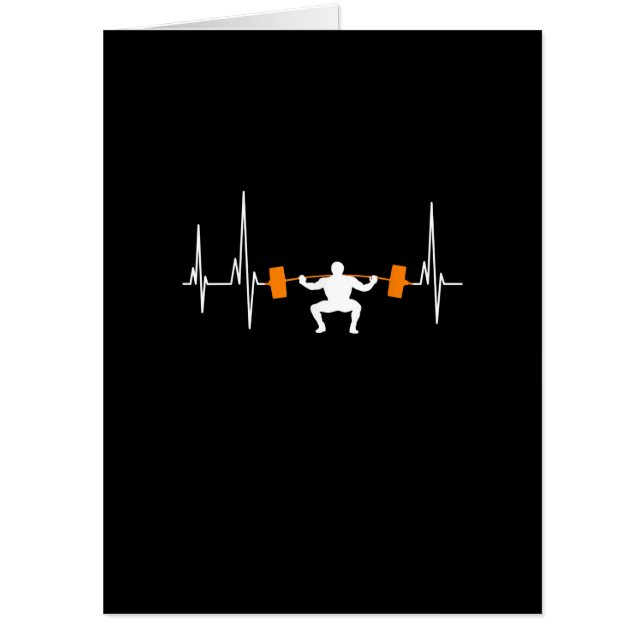Barbell Weightlifting Heartbeat Bodybuilding Card (Front)