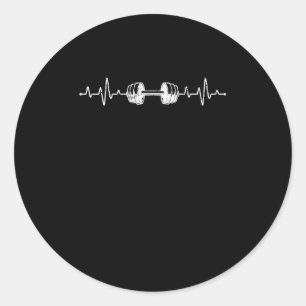 Barbell Weightlifting Heartbeat Bodybuilding Classic Round Sticker