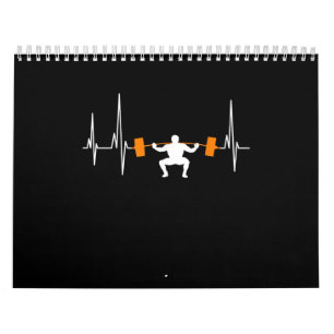 Barbell Weightlifting Heartbeat Bodybuilding Cool Calendar