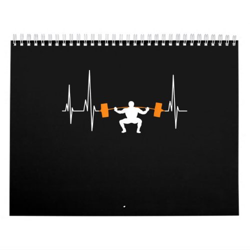 Barbell Weightlifting Heartbeat Bodybuilding Cool Calendar