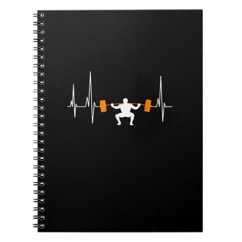 Barbell Weightlifting Heartbeat Bodybuilding Cool Notebook