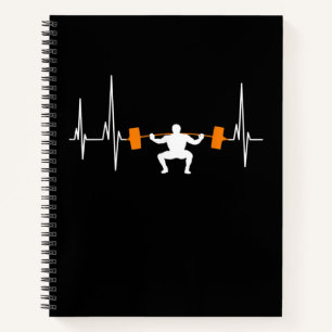 Barbell Weightlifting Heartbeat Bodybuilding Cool Notebook