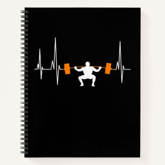 Barbell Weightlifting Heartbeat Bodybuilding Cool Notebook