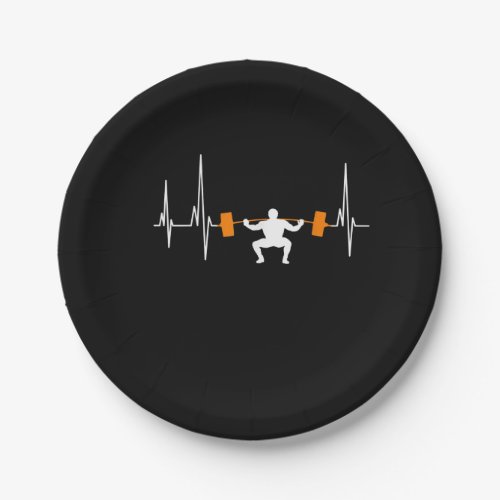 Barbell Weightlifting Heartbeat Bodybuilding Cool Paper Plates
