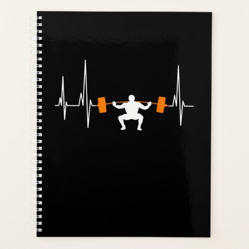 Barbell Weightlifting Heartbeat Bodybuilding Cool Planner