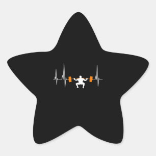 Barbell Weightlifting Heartbeat Bodybuilding Cool Star Sticker