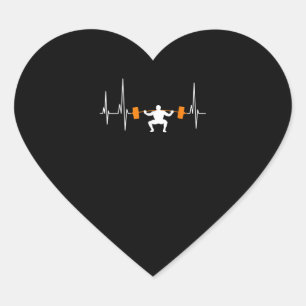 Barbell Weightlifting Heartbeat Bodybuilding Heart Sticker