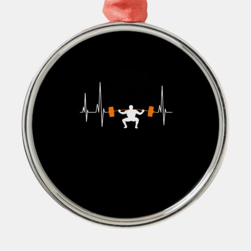 Barbell Weightlifting Heartbeat Bodybuilding Metal Ornament