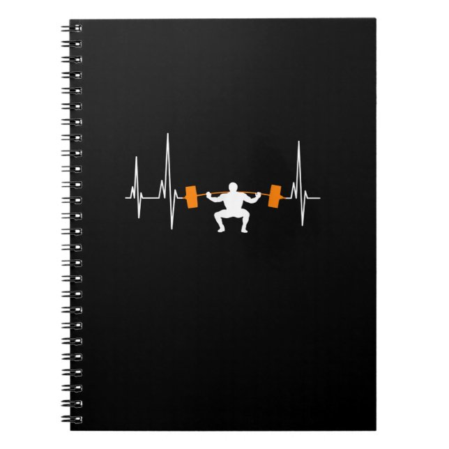 Barbell Weightlifting Heartbeat Bodybuilding Notebook (Front)