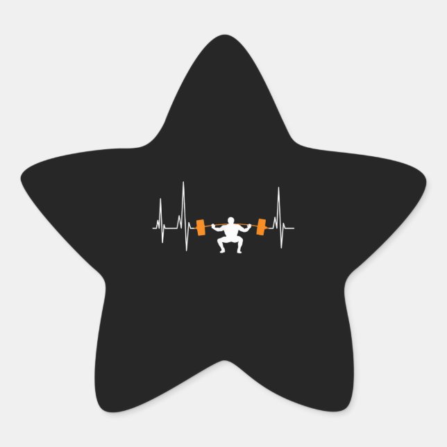 Barbell Weightlifting Heartbeat Bodybuilding Star Sticker (Front)