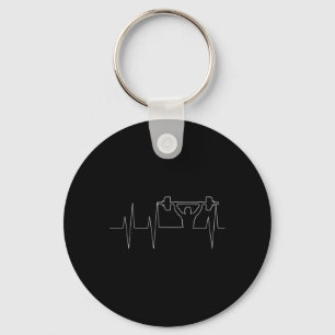 Barbell Weightlifting Heartbeat Shirt - Bodybuildi Keychain