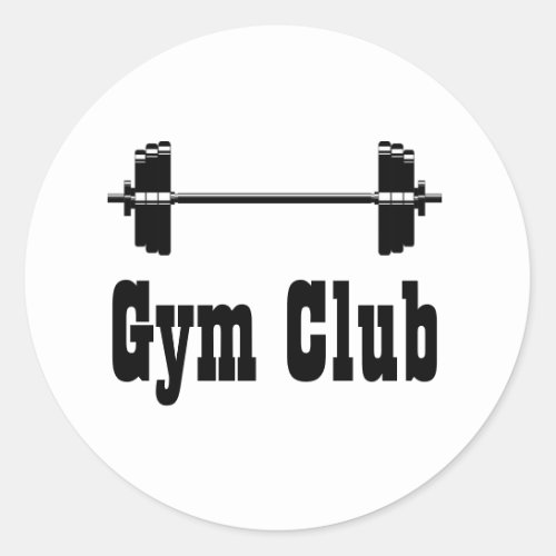 Barbell workout gym silhouette classic round sticker
