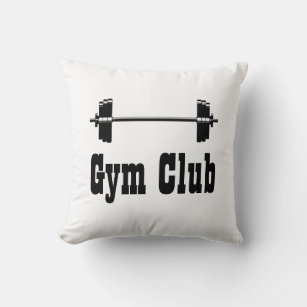 Barbell workout gym silhouette throw pillow