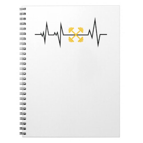 Barbell Workout Weightlifting Heartbeat Black Notebook