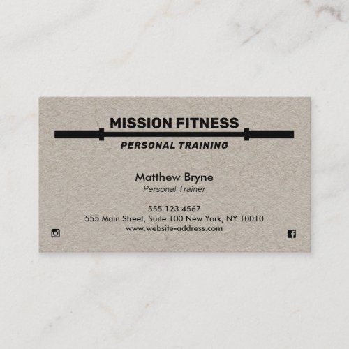 Barbells Weight Training Personal Trainer Kraft Business Card