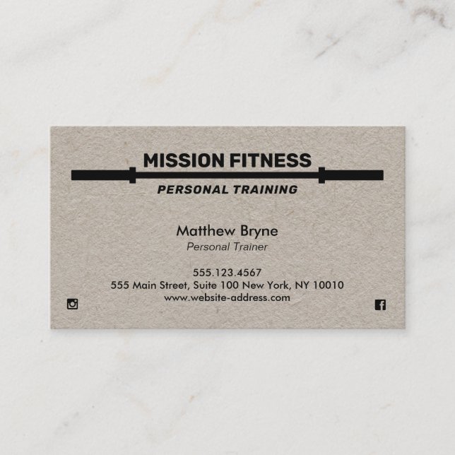 Barbells Weight Training Personal Trainer Kraft Business Card (Front)