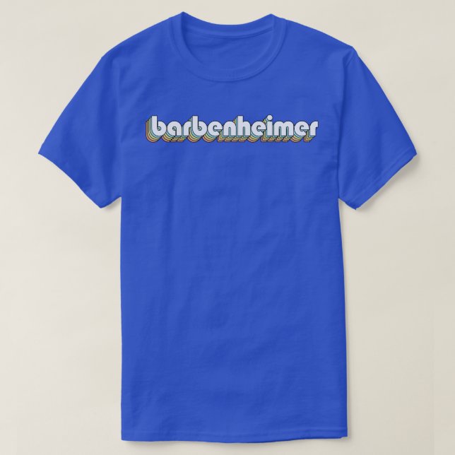 Barbenheimer Retro Rainbow Typography Faded Style T-Shirt (Design Front)