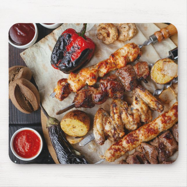 Barbeque Chicken Pork Beef Egplant Capsicum Mouse Pad (Front)