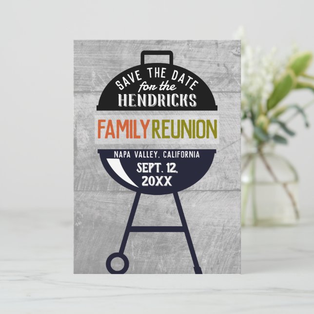 Barbeque Family Reunion Save the Date Invitation (Standing Front)