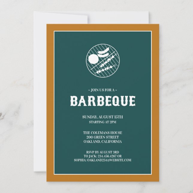 Barbeque Grill Flat Invitation Card (Front)