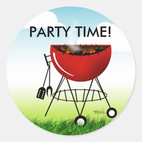 Barbeque Grill Party Time Sticker