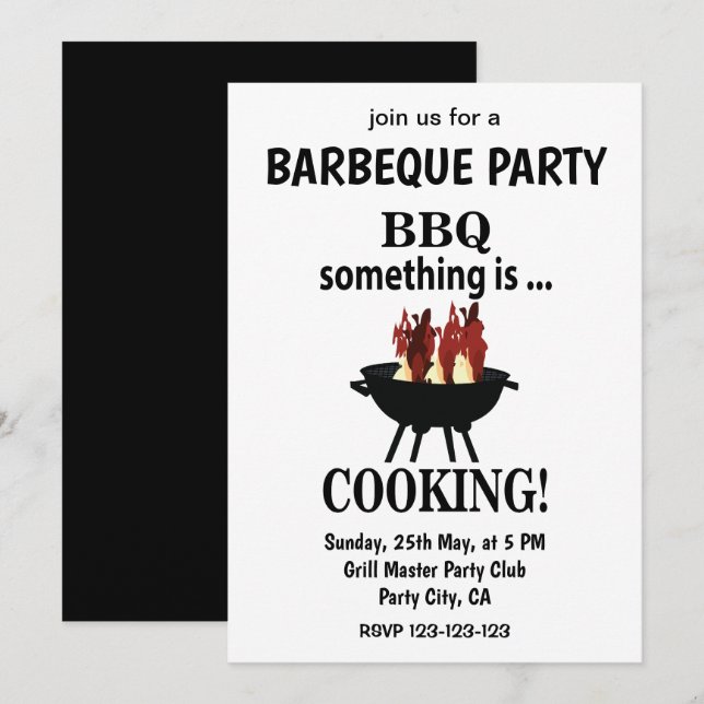 Barbeque Modern Summer Party BBQ Invitation (Front/Back)
