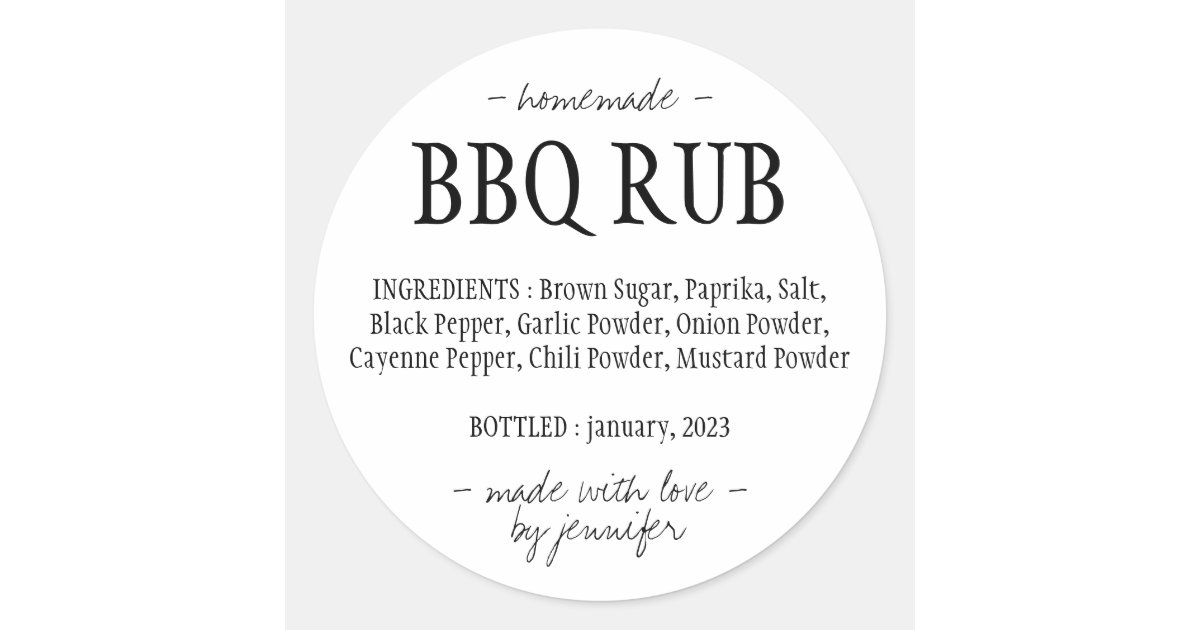 Barbeque Seasoning BBQ Rub Classic Round Sticker | Zazzle