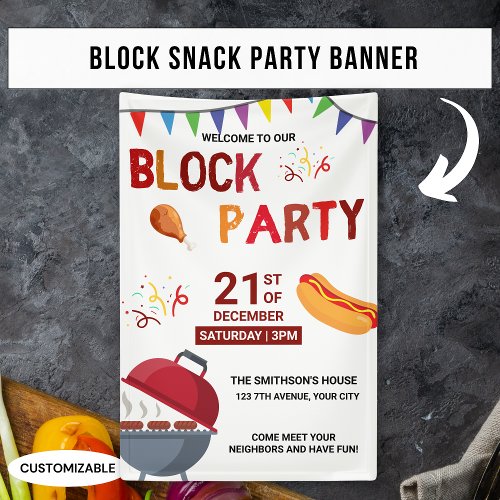 Barbeque Snack Picnic Fun Neighbor Block Party Banner