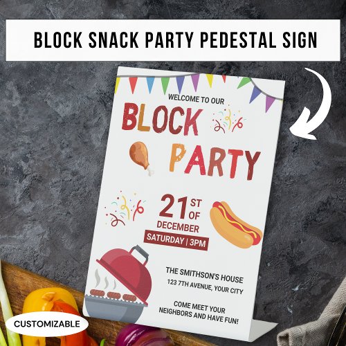 Barbeque Snack Picnic Fun Neighbor Block Party Pedestal Sign