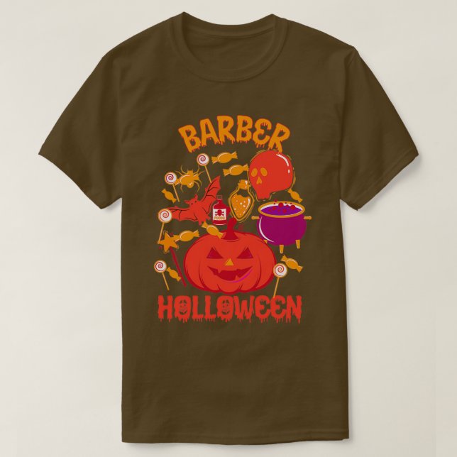 Barber also celebrate Halloween T-Shirt (Design Front)