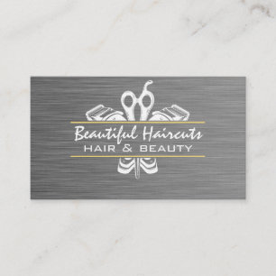 Barber and Salon Tools Metal Texture Business Card