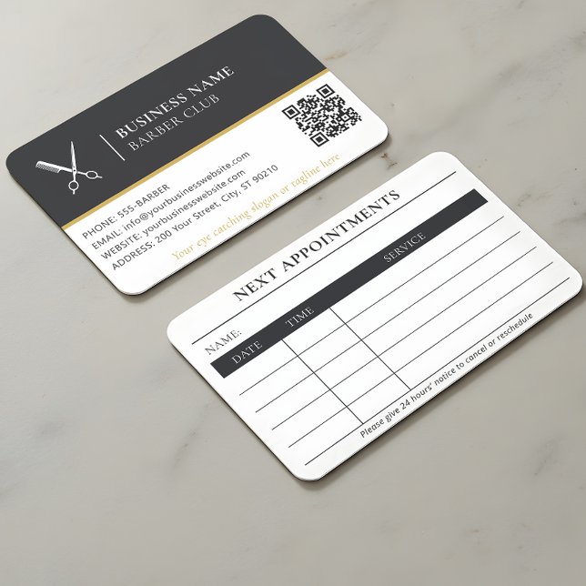 Barber Appointment QR Code Scissor and Comb  Business Card (Creator Uploaded)