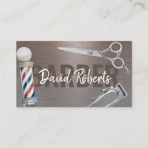 Barber Barbershop Hair Clipper  Scissor Copper Business Card