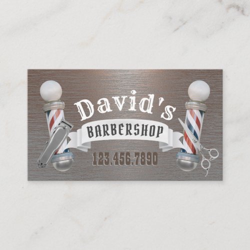 Barber Barbershop Hair Stylist Cool Brushed Metal Business Card