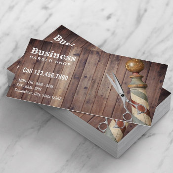 Barber Barbershop Hair Stylist Vintage Rustic Business Card by cardfactory at Zazzle