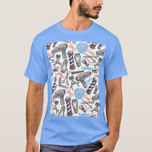 Barber Barbershop Hairdressing Pattern Graphic T-Shirt