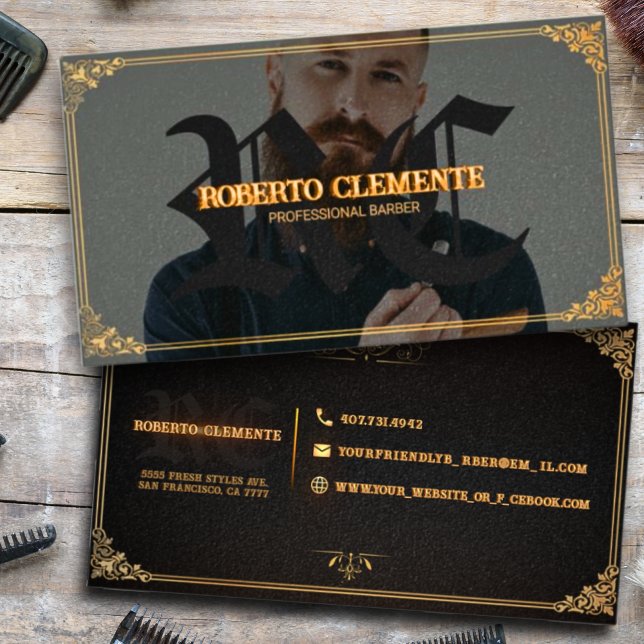Barber Barbershop Professional Photo Business Card (Creator Uploaded)