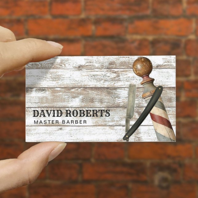 Barber Barbershop Razor Rustic Hair Stylist Business Card